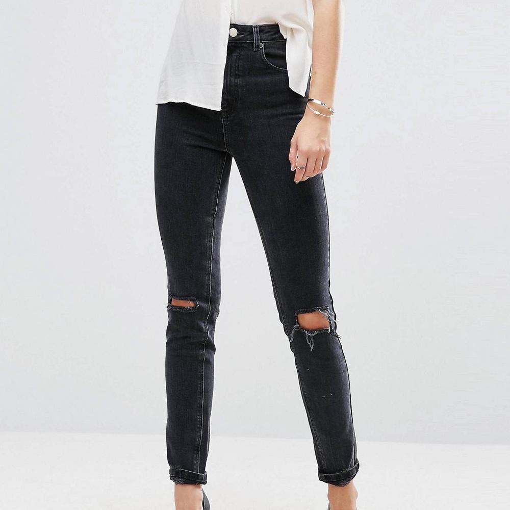 ASOS ripped black skinny jeans